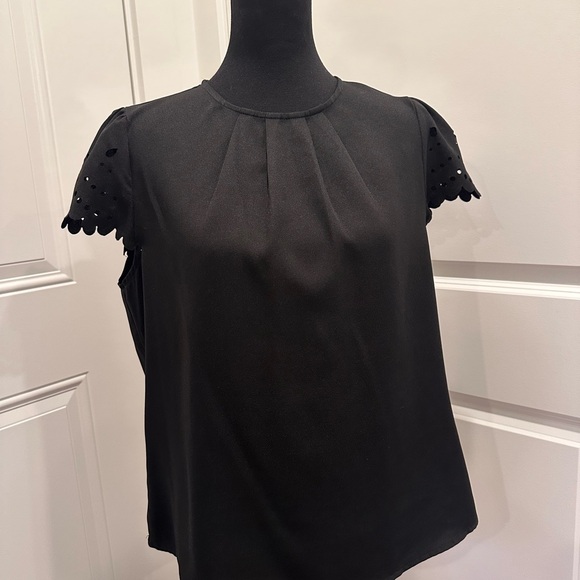 SHEIN Tops - SHEIN Black Blouse with Eyelet Sleeves